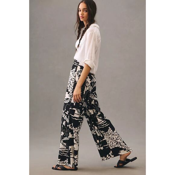 New ANTHROPOLOGIE Tiny Anne Printed Wide-Leg Pants $160 SIZE 2 Black Motif - Picture 5 of 6